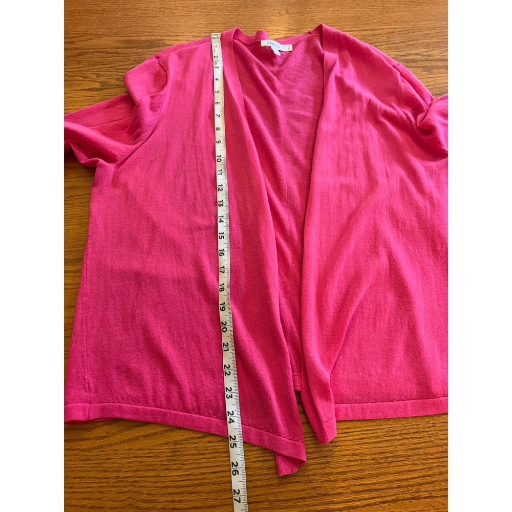 Chicos Open Front Cardigan Pink Button Cuff Cotton Blend Sweater Womens 3 XL - Picture 6 of 8